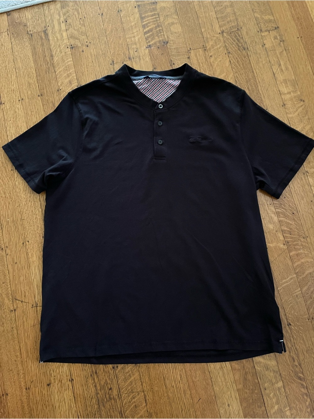 Ben Sherman Black Short-Sleeve Henley Polo